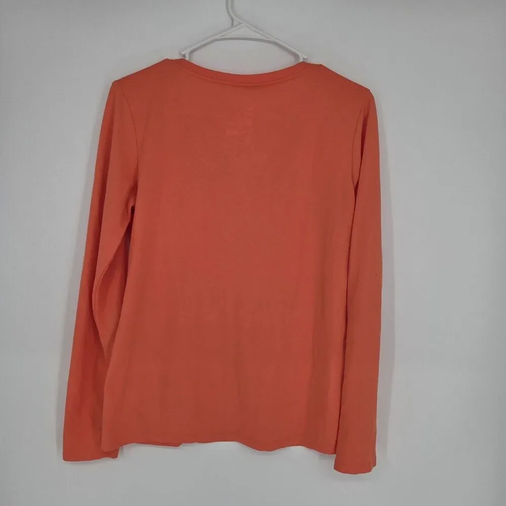 Nike Dri-FIT Womens Lot 2 Long Sleeve V-Neck Athletic T-Shirt Sz M Gray Orange